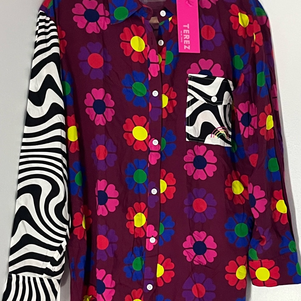 Colorful Floral and Zebra Print Shirt